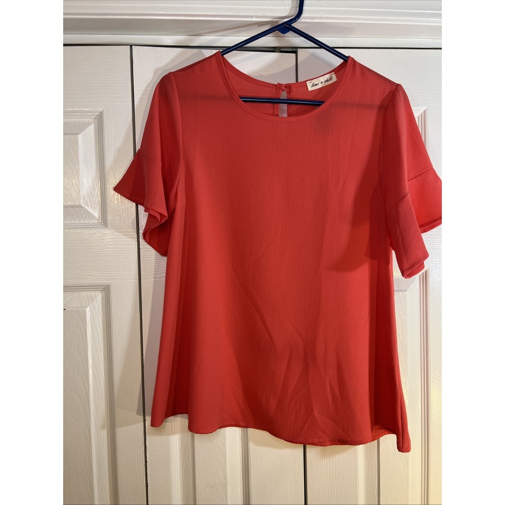 Lime N Chili Women's‎ Melon Color Scoop Neck Short Bell Sleeve Blouse Size S NWT